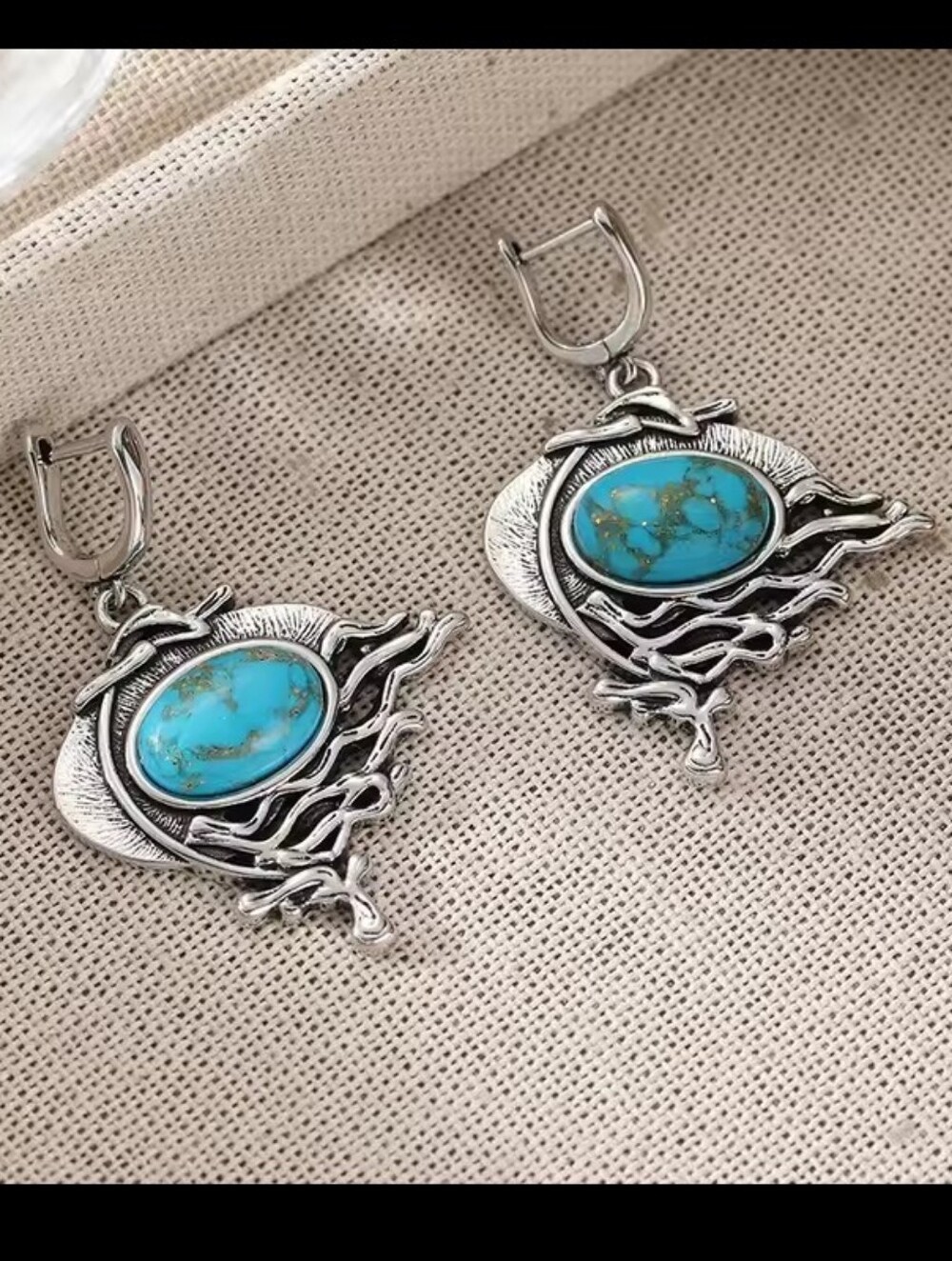 Vintage Turquoise Earrings Women's Silver Jewelry New G34